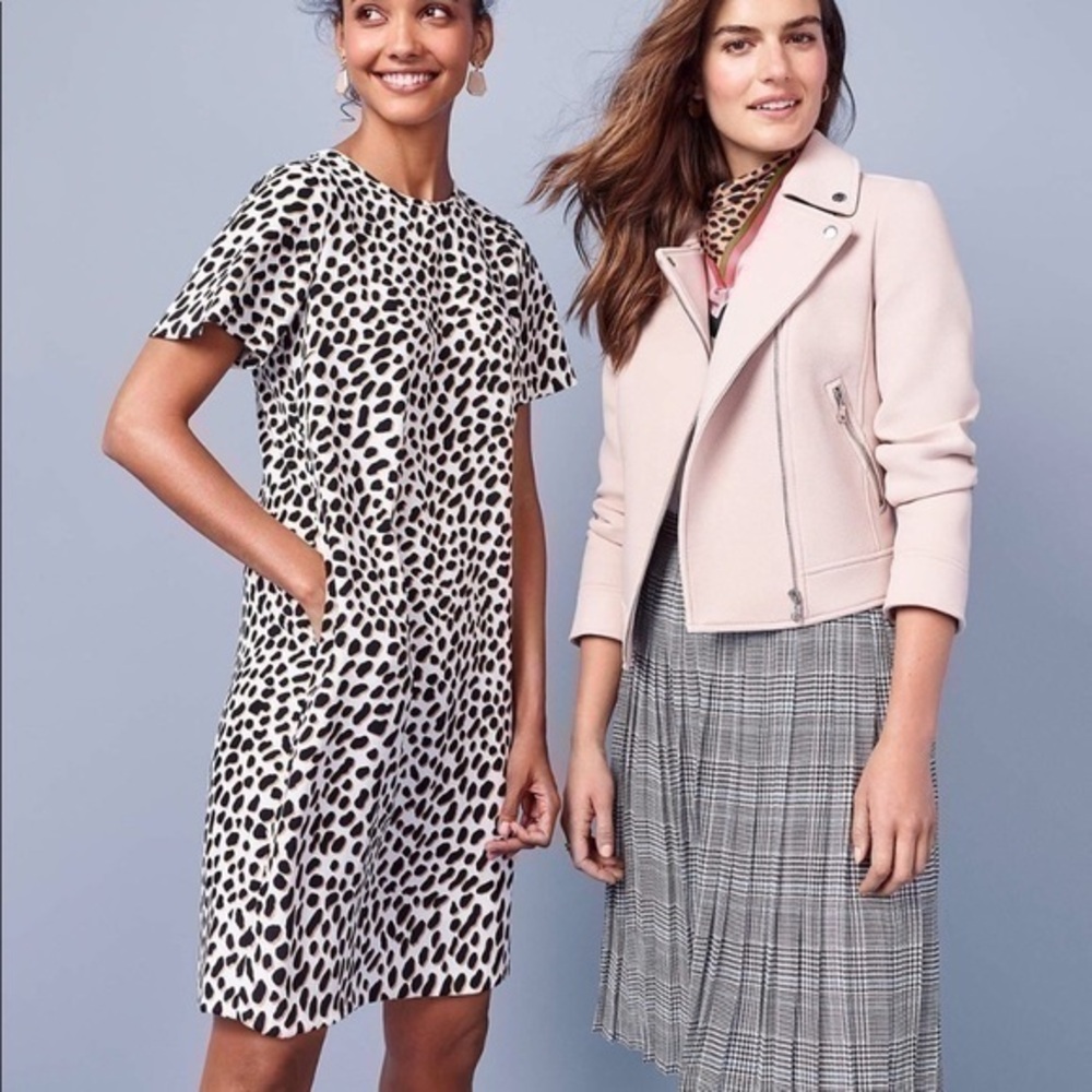Ann Taylor Cheetah Dot Pocket T-Shirt Dress 8 SS29